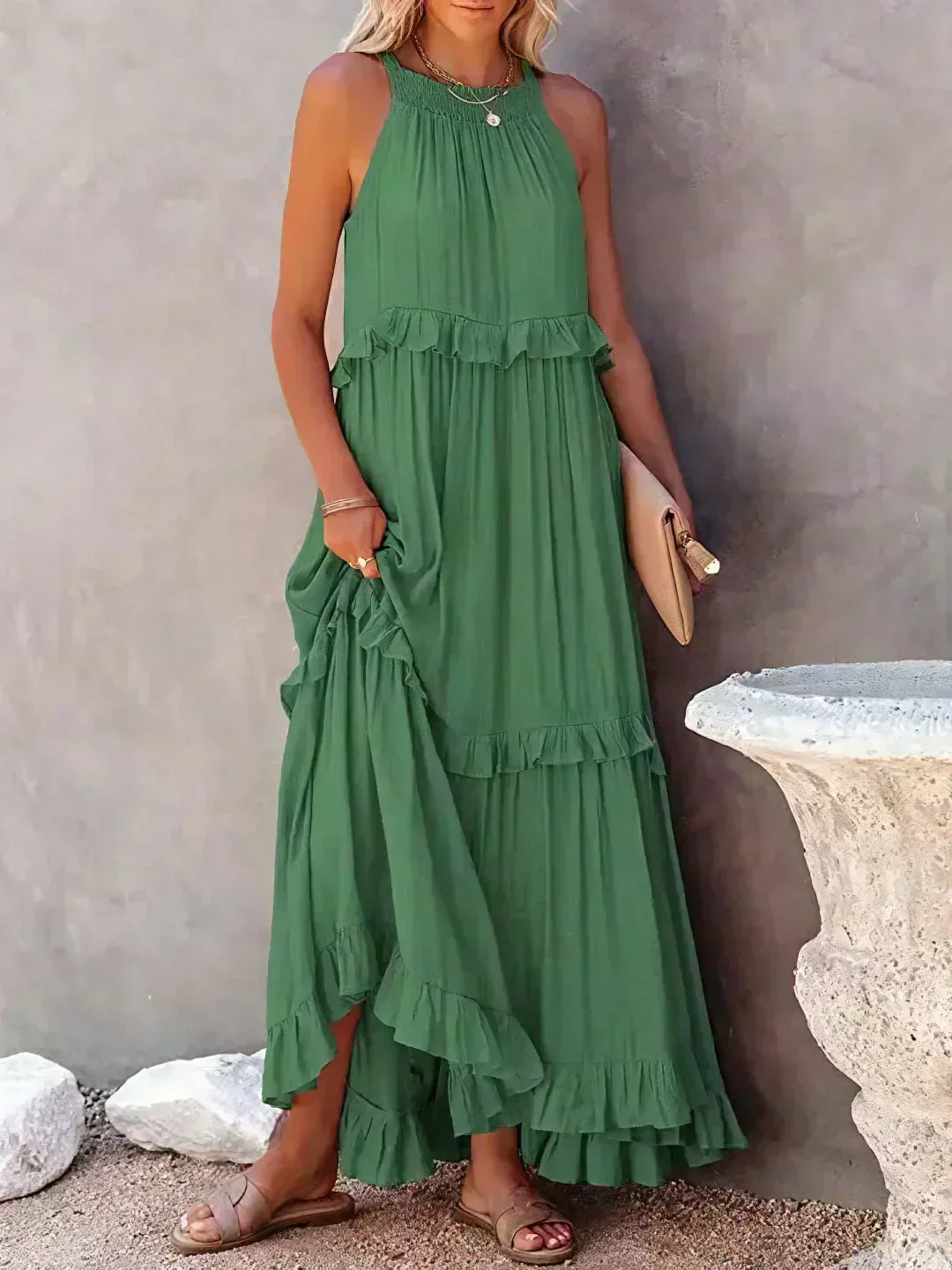Sarah | Maxi Dress with Ruffles and Halter (Almost Sold Out)