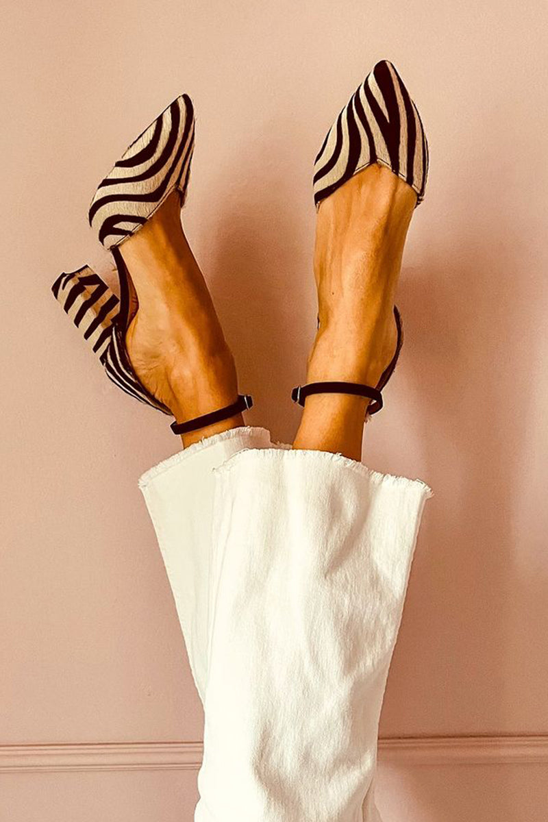 Zebrina | Zebra print mid-heel sandals with strap