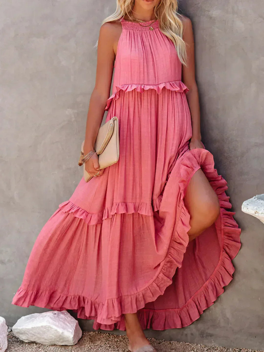 Sarah | Maxi Dress with Ruffles and Halter (Almost Sold Out)