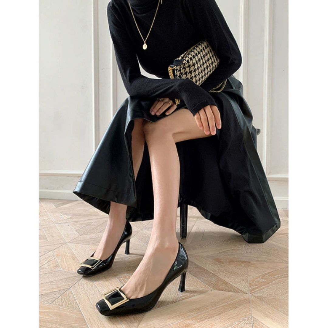 Narella | Elegant mid-heel square toe sandals