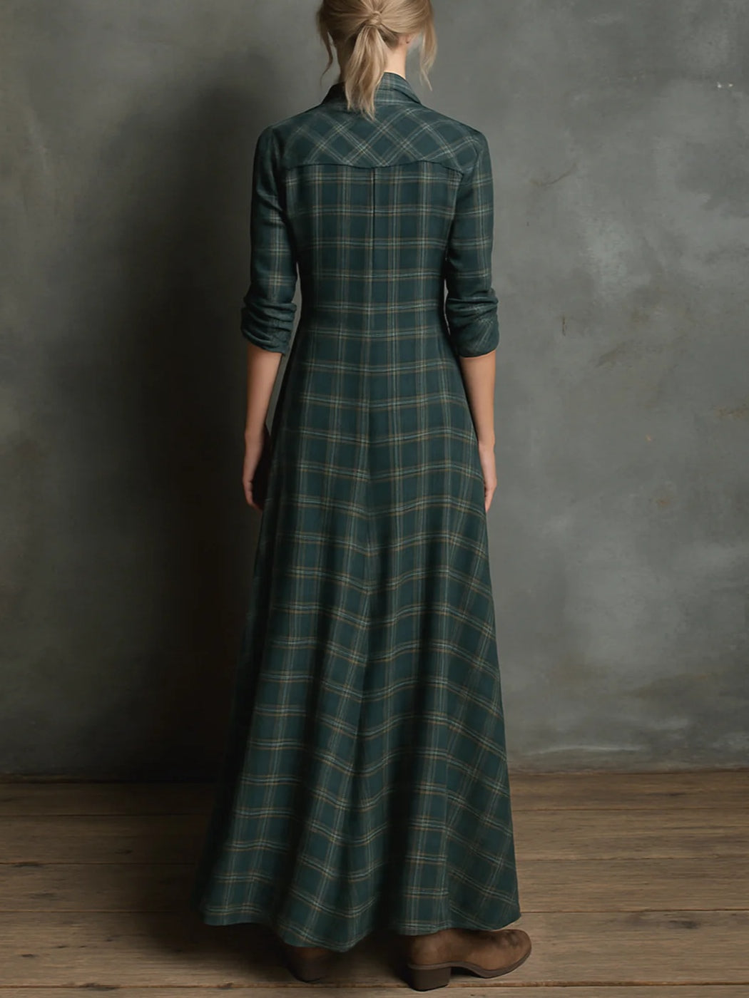 Soraya™ | Green plaid maxi dress