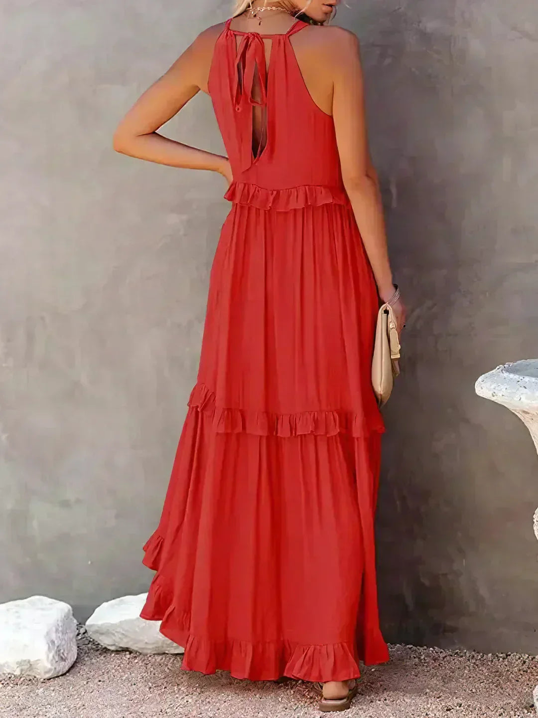 Sarah | Maxi Dress with Ruffles and Halter (Almost Sold Out)