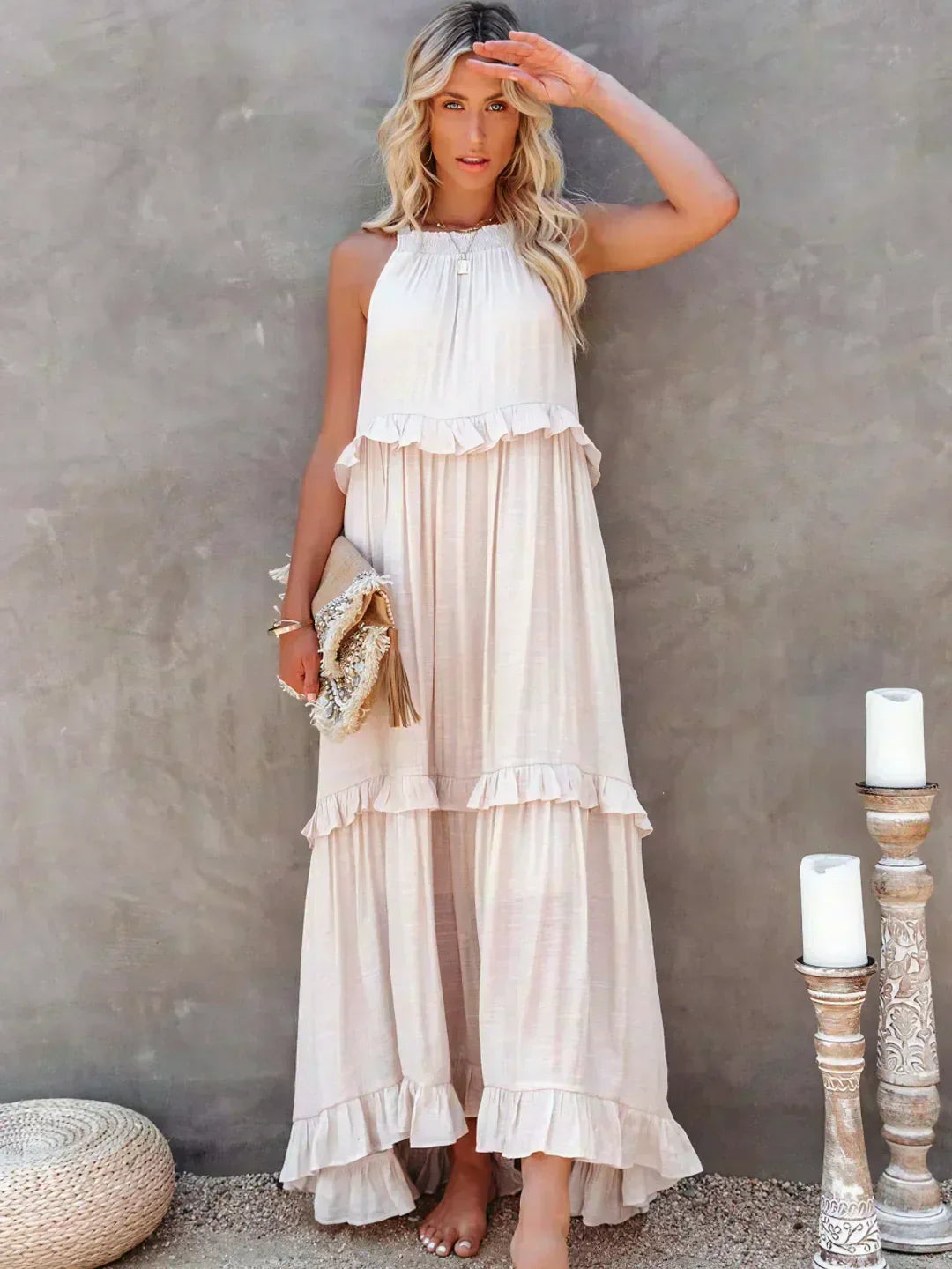 Sarah | Maxi Dress with Ruffles and Halter (Almost Sold Out)
