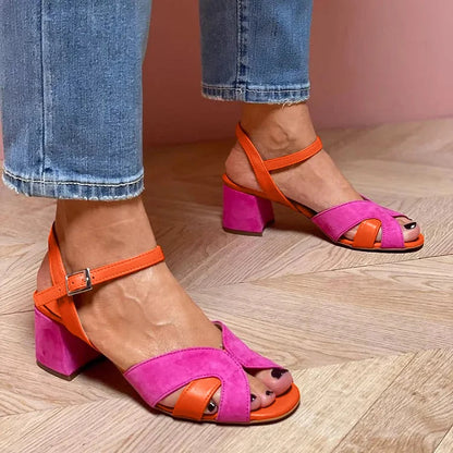 Lorette | Color-block sandals with comfortable heel