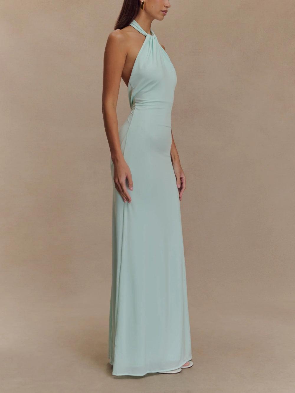 Celeste | Fitted Long Dress with Halter Neck