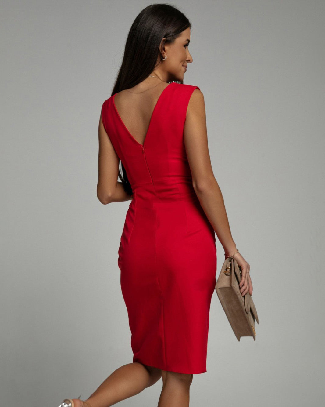 Florine | Fitted Dress with V-Neckline and Slit