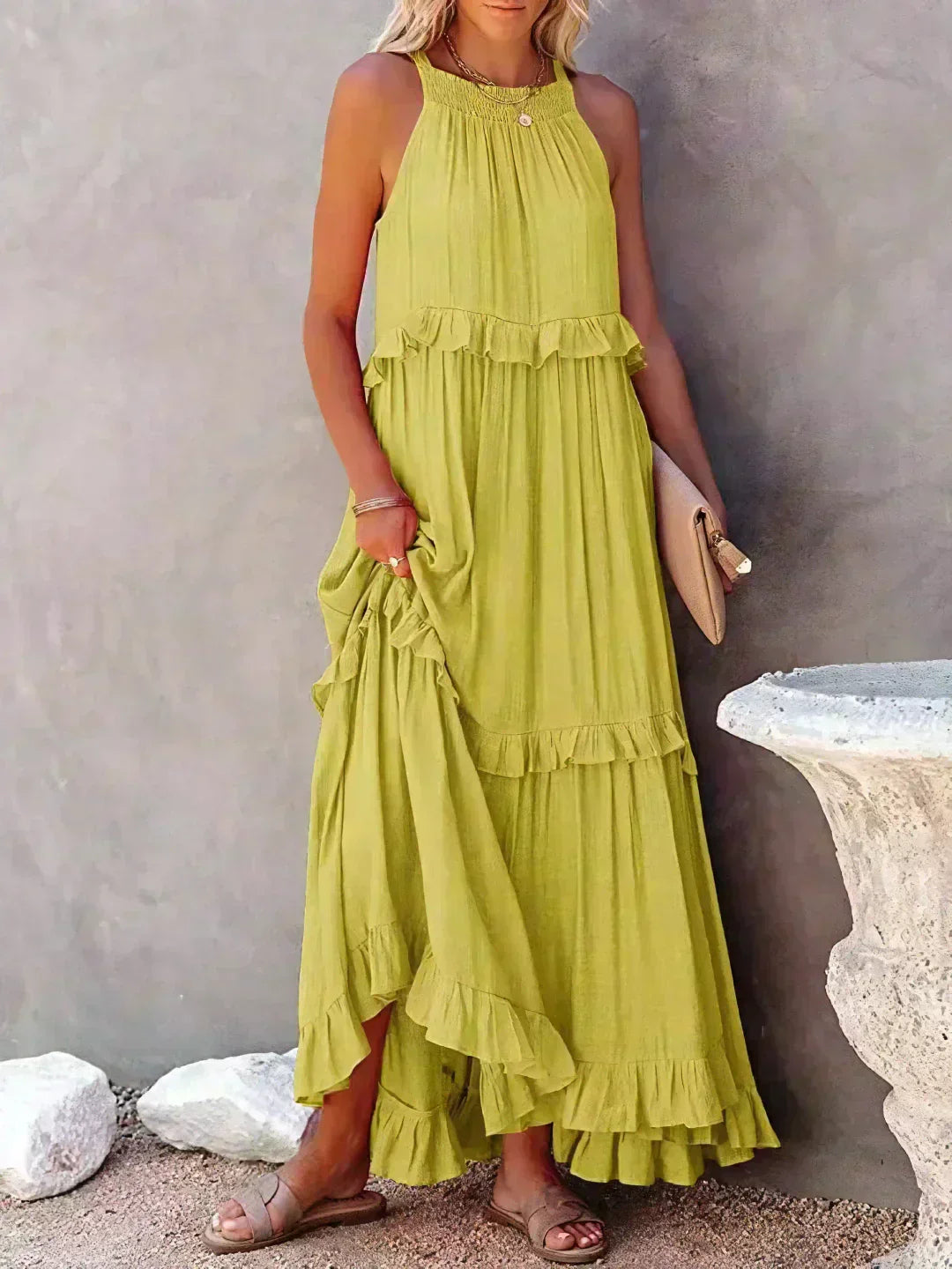 Sarah | Maxi Dress with Ruffles and Halter (Almost Sold Out)