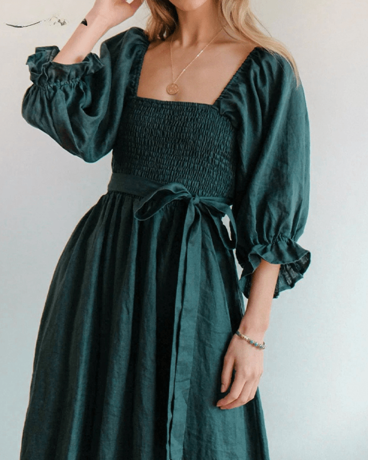 Tana | French Dress with Ruffle Sleeves