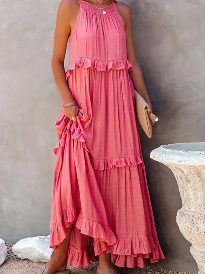 Sarah | Maxi Dress with Ruffles and Halter (Almost Sold Out)
