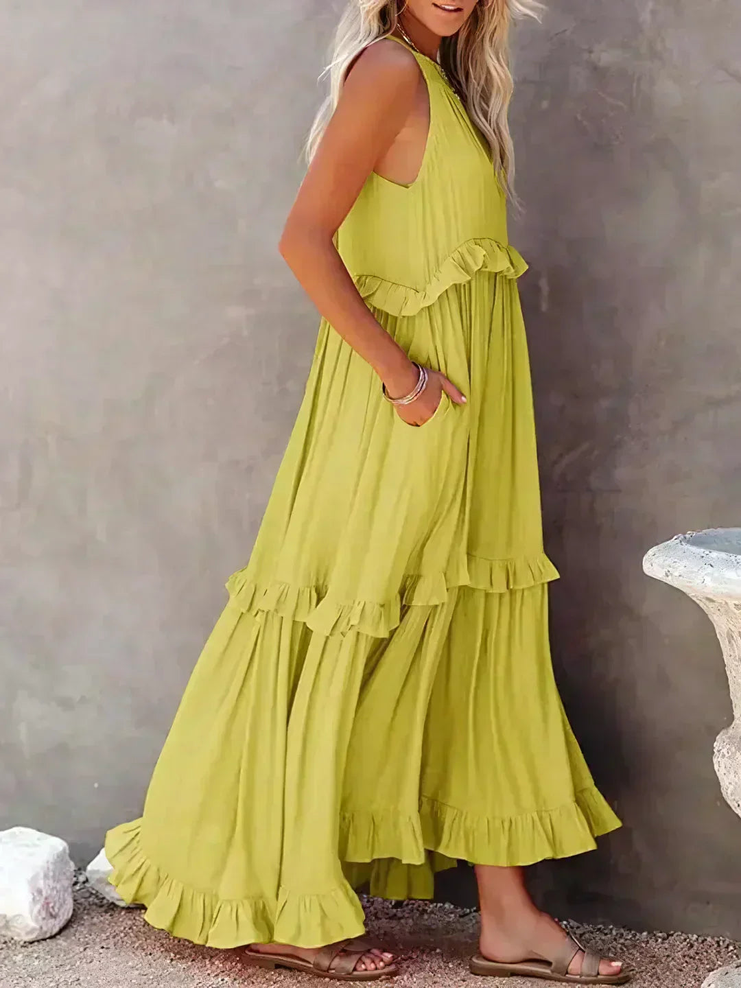Sarah | Maxi Dress with Ruffles and Halter (Almost Sold Out)