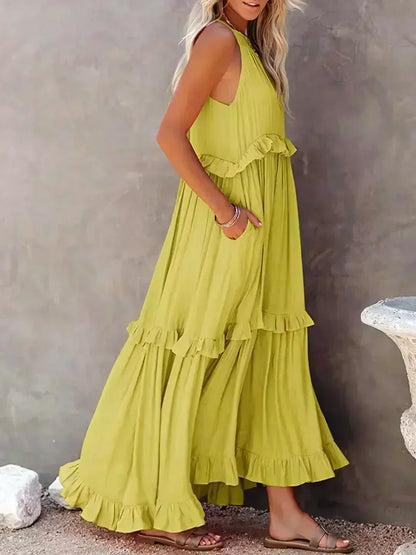 Sarah | Maxi Dress with Ruffles and Halter (Almost Sold Out)