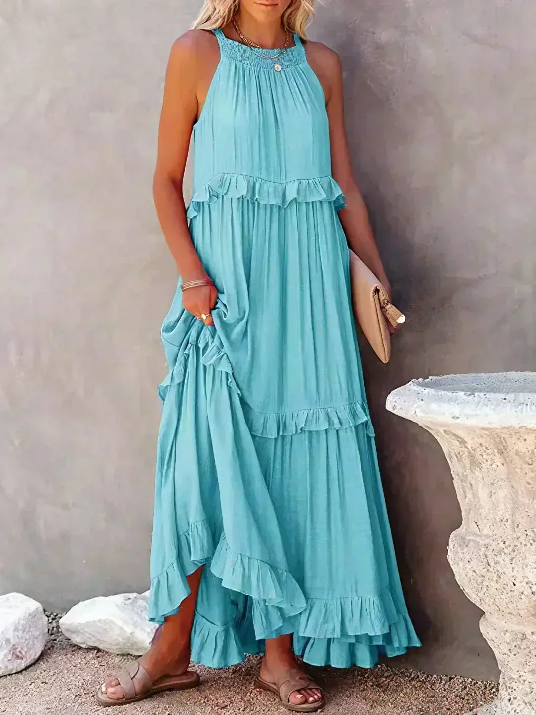 Sarah | Maxi Dress with Ruffles and Halter (Almost Sold Out)