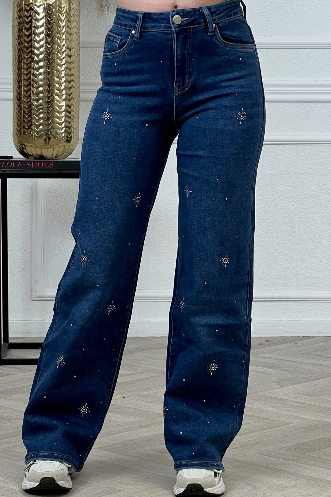 Goodies Wide Leg Glitter Star Jeans - Blue