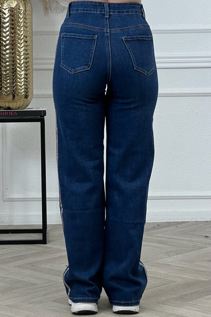 Goodies Wide Leg Glitter Star Jeans - Blue