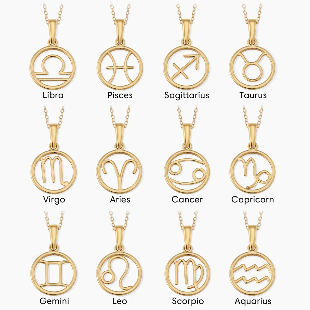 Zodiac sign necklace | Gold