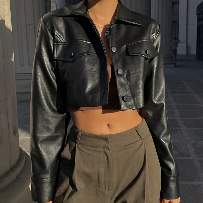 Elise | Elegant faux leather jacket