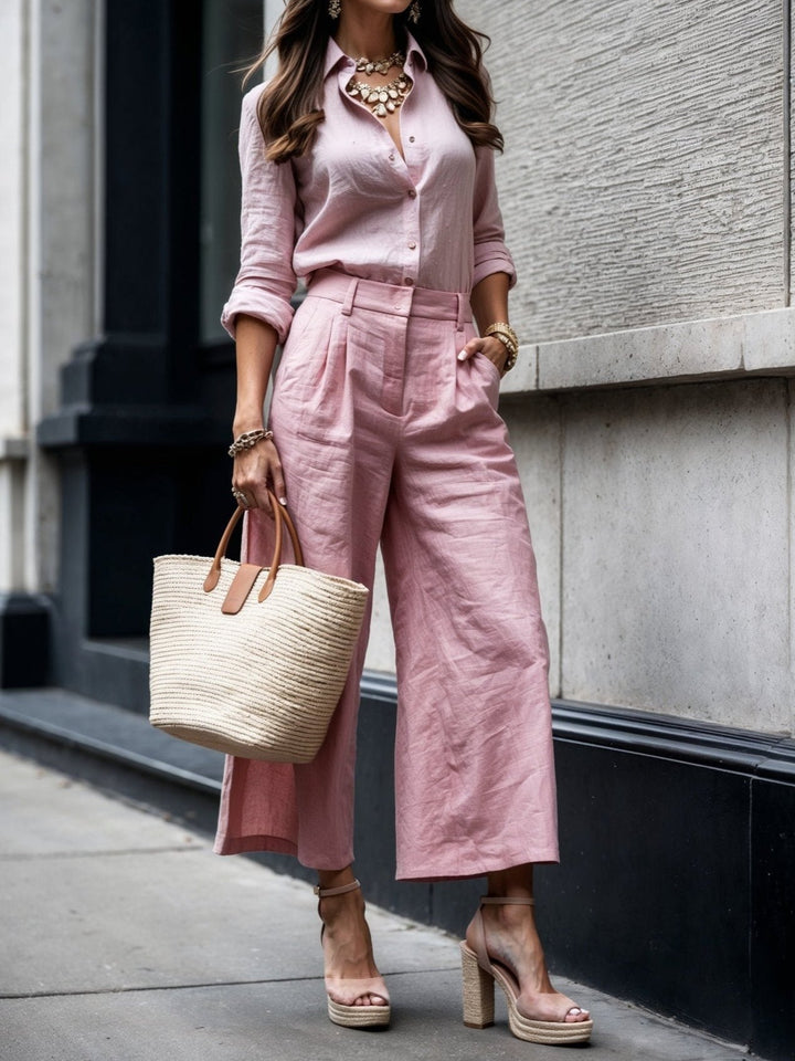 Cristina | Set with pink Capri pants and loose shirt