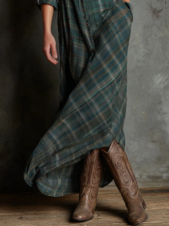 Soraya™ | Green plaid maxi dress