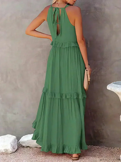Sarah | Maxi Dress with Ruffles and Halter (Almost Sold Out)