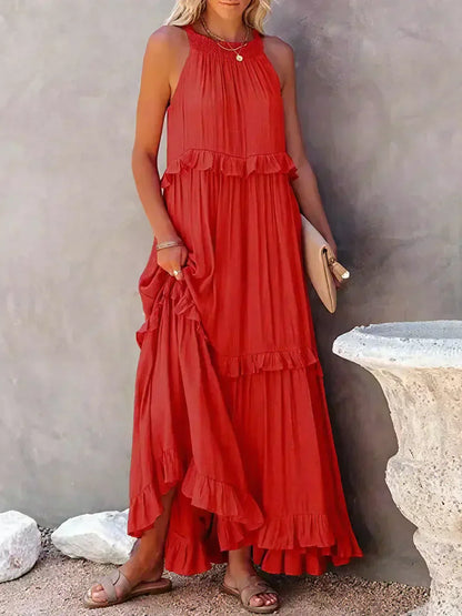Sarah | Maxi Dress with Ruffles and Halter (Almost Sold Out)