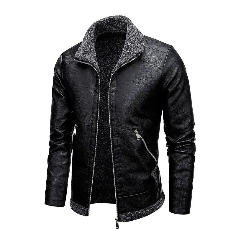 Elegant Fleece Leather Jacket